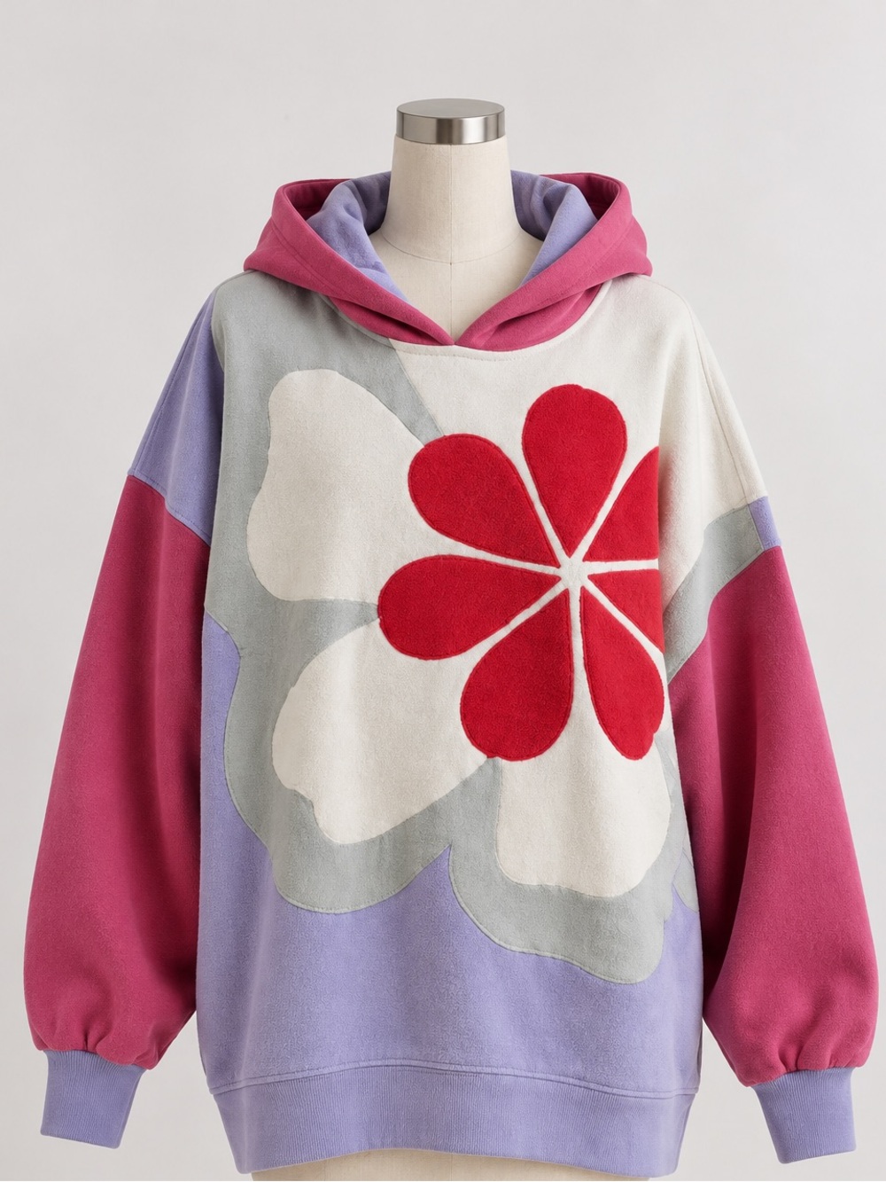Free People Clover Sweatshirt Hoodie Poppy Combo Oversized Floral EUC Medium